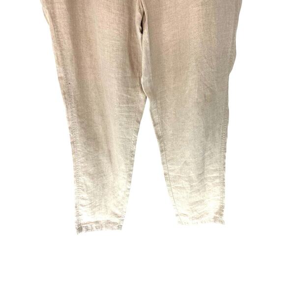 J. Jill Love Linen Tan Elastic Waist Lagenlook Straight Leg Pants Size Medium - Picture 5 of 12